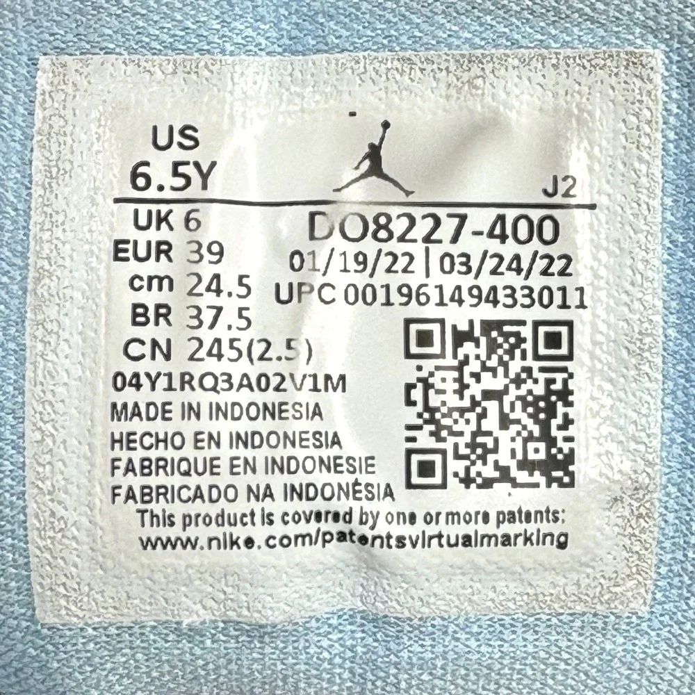 Nike Air Jordan 1 Low SE Youth 6.5Y Light‎ Blue Lime Sneakers DO8227-400